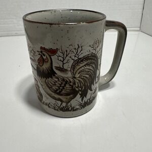 Otagiri Rooster Hen Farm Mug Vintage Japan 3 3/4" Farmhouse Coffee Tea Chocolate